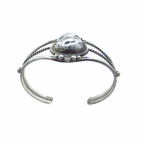 Image of Native American Bracelet - Navajo White Buffalo Sterling Silver Twist Wire Bracelet - Sheila Becenti - Native American