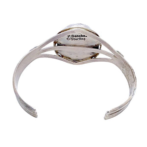 Native American Bracelet - Navajo Wild Horse Stone Sterling Silver Cuff Bracelet - P. Sanchez - Native American