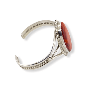 Native American Bracelet - Oval Orange Spiny Oyster Bracelet - Samson Edsitty Navajo