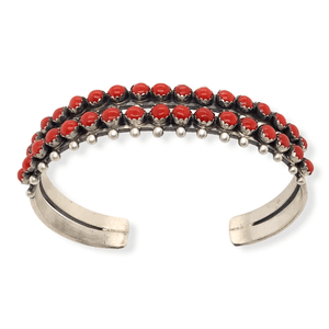 Native American Bracelet - Paul Livingston 2 Row Multi-Stone Coral Bracelet