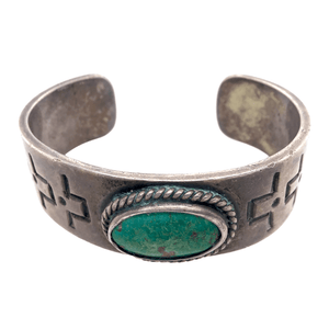 Native American Bracelet - Pawn Green Royston Oval Turquoise Bracelet