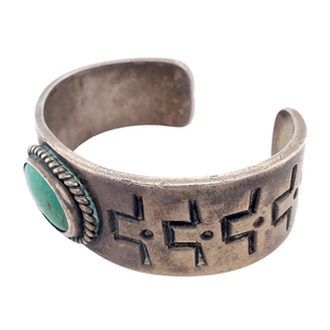 Native American Bracelet - Pawn Green Royston Oval Turquoise Bracelet