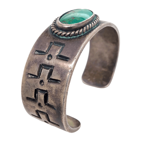 Image of Native American Bracelet - Pawn Green Royston Oval Turquoise Bracelet