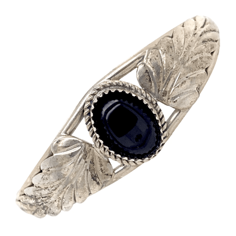 Image of Native American Bracelet - Pawn Onyx Oval Sterling Silver  Bracelet - H. Spencer