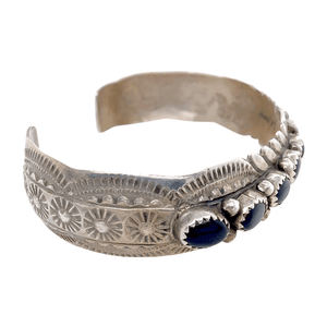 Native American Bracelet - Pawn Onyx Silver Cuff Bracelet