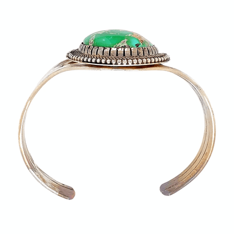 Image of Native American Bracelet - Pawn Royston Turquoise Moss Oval Bracelet - Ray Bennett