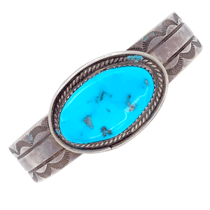 Native American Bracelet - Pawn Sleeping Beauty Oval Turquoise Bracelet
