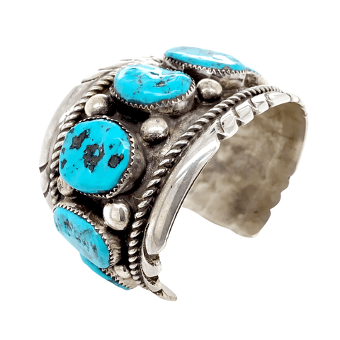 Image of Native American Bracelet - Pawn Zuni Sleeping Beauty Turquoise Bracelet Wide