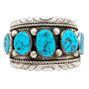 Native American Bracelet - Pawn Zuni Sleeping Beauty Turquoise Bracelet Wide