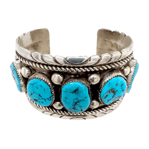 Native American Bracelet - Pawn Zuni Sleeping Beauty Turquoise Bracelet Wide
