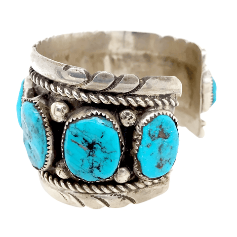 Image of Native American Bracelet - Pawn Zuni Sleeping Beauty Turquoise Bracelet Wide