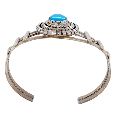 Image of Native American Bracelet - Sleeping Beauty Oval Turquoise Bracelet - Emerson Yazzie, Navajo