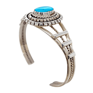 Native American Bracelet - Sleeping Beauty Oval Turquoise Bracelet - Emerson Yazzie, Navajo