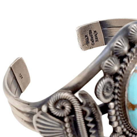Image of Native American Bracelet - Stunning Navajo Golden Hill Turquoise Sterling Silver Bracelet - Mike Calladitto