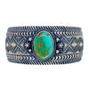 Native American Bracelet - Stunning Navajo Royston Turquoise Deep-Set Stamped Sterling Silver Cuff Bracelet - Aaron Toadlena