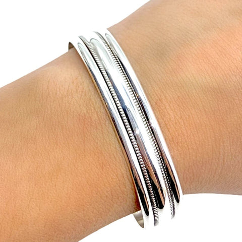 Image of Native American Bracelet - Stunning Navajo Sterling Silver Twist Wire Cuff Bracelet - Native American