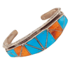 Native American Bracelet - Turquoise & Spiny Oyster Inlay Zuni Pawn Bracelet Helen And Lincoln Zunie