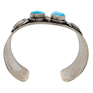 Native American Bracelet - Turquoise Two Stone Sleeping Beauty  Embellished Cuff Bracelet, Navajo