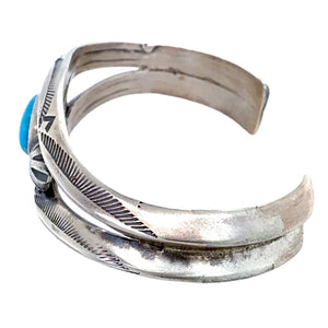 Native American Bracelet - Unique Navajo Blue Bird Kingman Turquoise Sterling Silver Bracelet