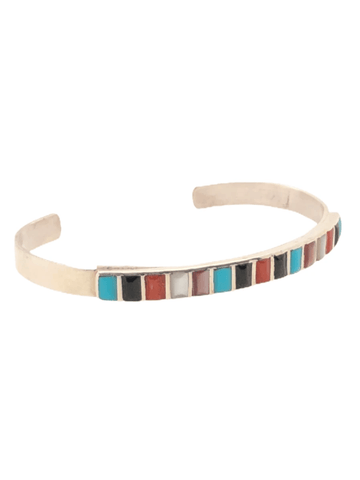 Image of Native American Bracelet - Zuni Handmade  Multi-stone Channel Inlay Bracelet