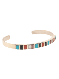 Native American Bracelet - Zuni Handmade  Multi-stone Channel Inlay Bracelet