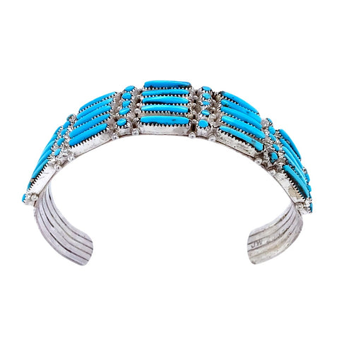 Image of Native American Bracelet - Zuni Petit Point 5-Row Sleeping Beauty Turquoise Bracelet - Wayaco - Native American