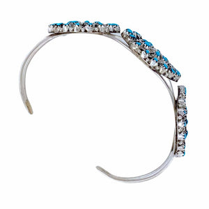 Native American Bracelet - Zuni Petit Point Turquoise Burst Cuff Bracelet - Native American