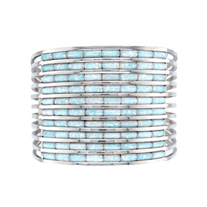 Native American Bracelet - Zuni Ten Row Inlay Created Opal Bracelet