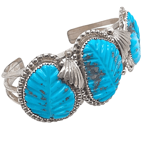 Image of Native American Bracelet - Zuni Turquoise Leaf Pawn Bracelet