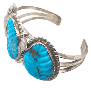 Native American Bracelet - Zuni Turquoise Leaf Pawn Bracelet