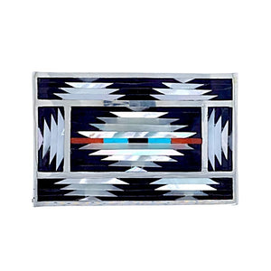 Native American Buckle - Amazing Zuni Traditional Inlay Belt Buckle - C. Dishta - Native American