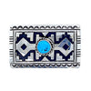 Native American Buckle - Navajo Oval Kingman Turquoise Engraved Sterling Silver Belt Buckle - T & R Singer - Native American