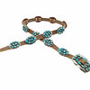 Native American Buckle - Navajo Turquoise Clusters Southwestern Sterling Silver Light Brown Leather Belt - Native American