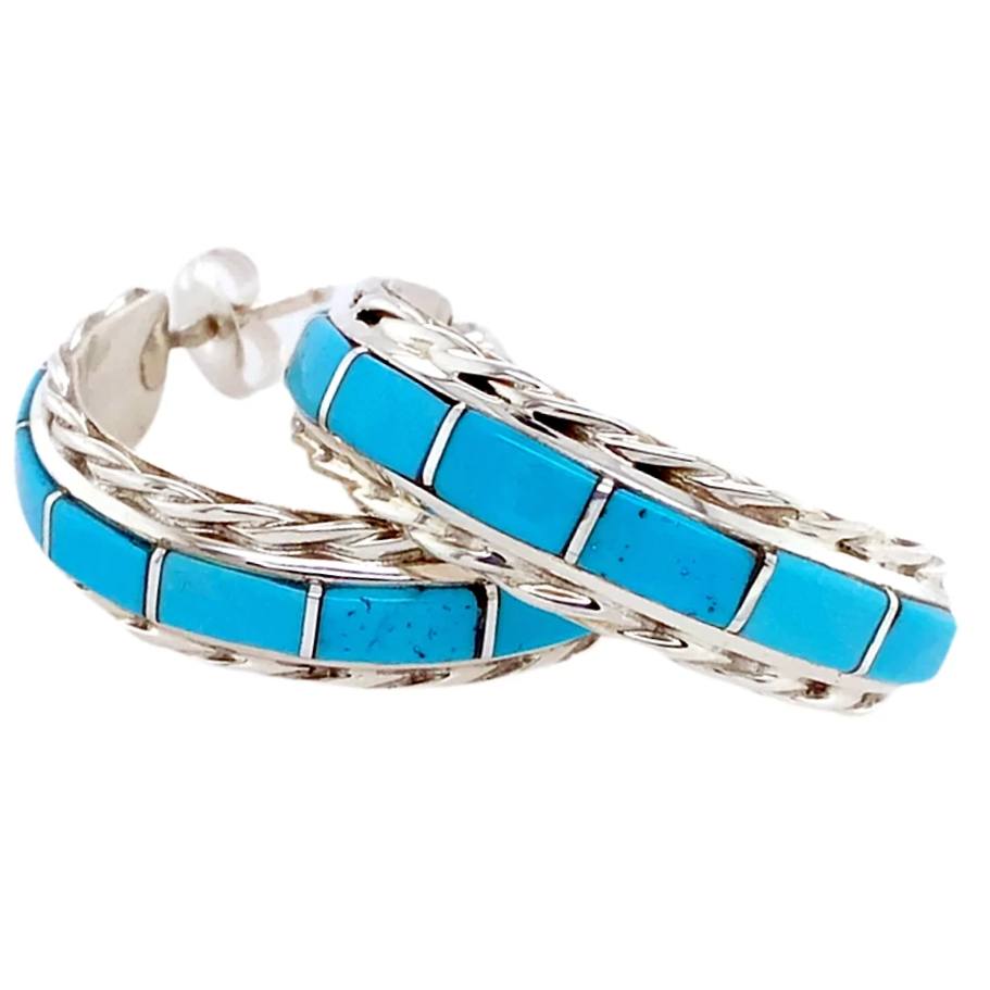 Native american 2025 turquoise hoop earrings