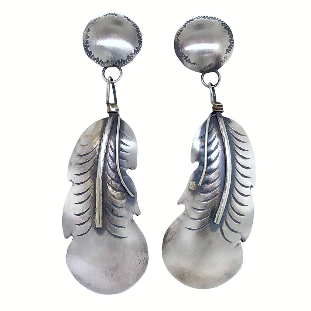 Native american sterling silver 2025 feather earrings