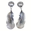 Native American Earrings - Large Navajo Feather Oxidized Sterling Silver Dangle Earrings - Native American