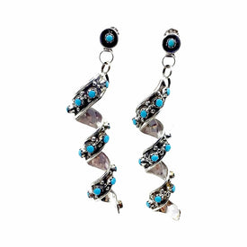 Sleeping Beauty Turquoise Spiral Post Earrings in Sterling Silver – Sonoran  Sky Jewelry