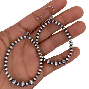 Native American Earrings - Medium Navajo Pearls Drop Dangle Earrings - Native American