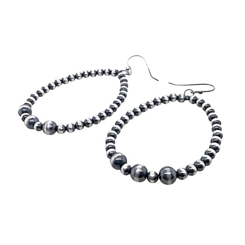 Image of Native American Earrings - Medium Navajo Pearls Drop Dangle Earrings - Native American