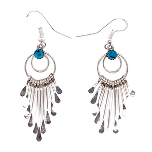 Native American Earrings - Navajo Chandelier Hook Earrings-Sterling Silver