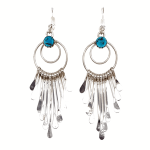 Native American Earrings - Navajo Chandelier Hook Earrings-Sterling Silver