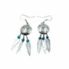 Native American Earrings - Navajo Dreamcatcher Feather Turquoise Sterling Silver Feather Earrings - Native American