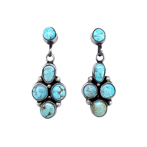 Image of Native American Earrings - Navajo Dry Creek Turquoise Cluster Dangle Post Earrings -Eleanor Largo - Native American