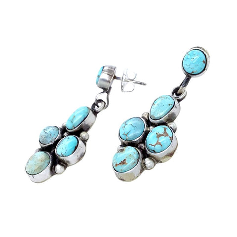 Image of Native American Earrings - Navajo Dry Creek Turquoise Cluster Dangle Post Earrings -Eleanor Largo - Native American