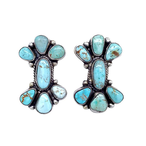 Image of Native American Earrings - Navajo Dry Creek Turquoise Cluster Design Post Earrings -Eleanor Largo - Native American