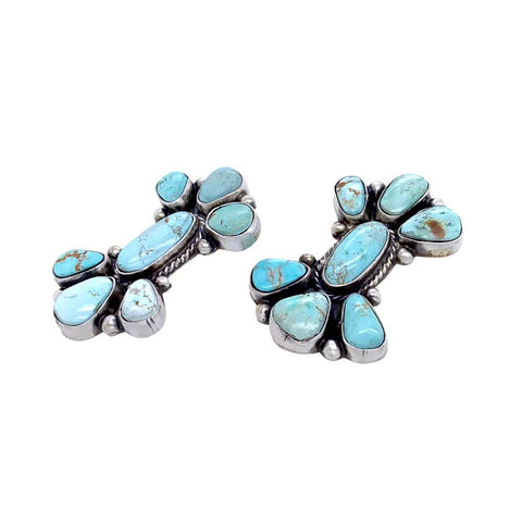 Image of Native American Earrings - Navajo Dry Creek Turquoise Cluster Design Post Earrings -Eleanor Largo - Native American