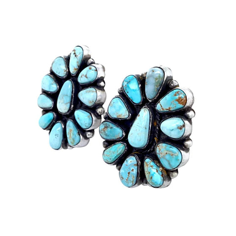 Image of Native American Earrings - Navajo Dry Creek Turquoise Cluster Post Earrings -Eleanor Largo - Native American