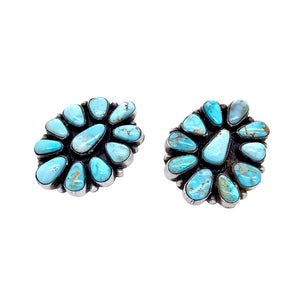 Native American Earrings - Navajo Dry Creek Turquoise Cluster Post Earrings -Eleanor Largo - Native American