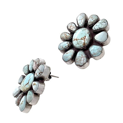 Image of Native American Earrings - Navajo Dry Creek Turquoise Cluster Stud Earrings -Anthony Skeet - Native American