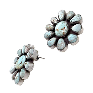 Native American Earrings - Navajo Dry Creek Turquoise Cluster Stud Earrings -Anthony Skeet - Native American